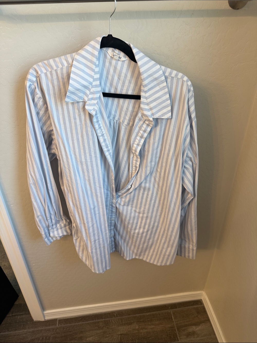 Splendid Women's Light Blue & White Striped Blouse
